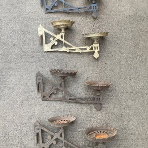 Cast iron double Victorian kerosene light wall bracket 