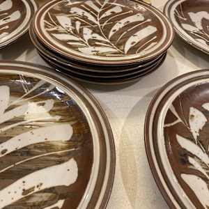 set of 4 Japanese Tenmoku luncheon plates by Independence 