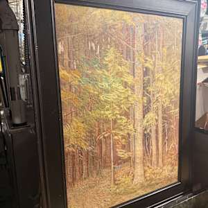 Framed G. T. Carl Olson vertical  landscape with trees, Image 1.