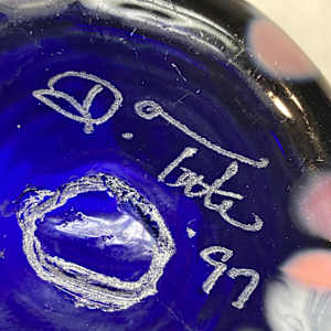 David Tate hand blown art glass vase 