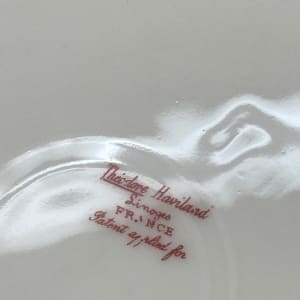 Haviland Limoges French porcelain serving bowl with red flowers and green leaves 