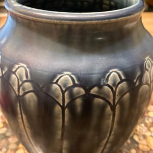 Incised blue arts n crafts vase 