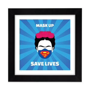 Mask PSA Campaign by Bernice Merced  Image: Framed Print digitally signed | Design + Illustration for art prints, T-shirts, and other print novelties to encourage face mask usage.