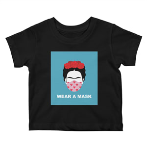 Mask PSA Campaign by Bernice Merced  Image: Toddler's T-shirt | Design + Illustration for art prints, T-shirts, and other print novelties to encourage face mask usage.