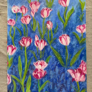 Tulips with Grape Hyacinths by Stephanie Fuller 