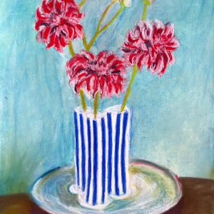 Dahlias in Blue and White Vases by Stephanie Fuller 376ASF