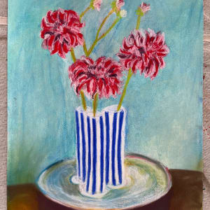 Dahlias in Blue and White Vases by Stephanie Fuller 376ASF 