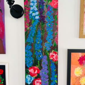 Delphiniums and Pink Roses by Stephanie Fuller 