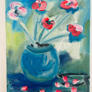Poppies In a Round Vase by Stephanie Fuller 