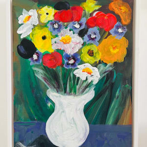 Cottage Flowers in a White Vase by Stephanie Fuller 