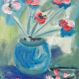 Poppies In a Round Vase by Stephanie Fuller