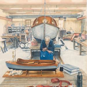 The Boatman: Portrait of Gary Richardson and Standard Motor Launch, ex HMAS Parramatta (1), 'Waltzing Matilda' by Victoria Kitanov
