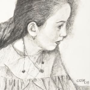 Miriam in the Reeds - Charcoal Study by Carolyn Kleinberger, Image 1.