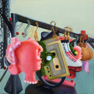 Dangling Retro Earrings in Pink by Carolyn Kleinberger 