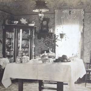 Household Photographs (Set of Five) by Stanley Embree  Image: "Dining room."
Later note: "Our 'Morse' silver butter dish, creamer, and sugar (from coffee service) can be seen on the table."