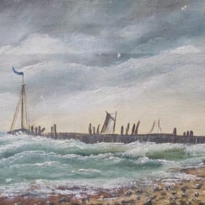 Seascape with Windmill by A.P.R.
