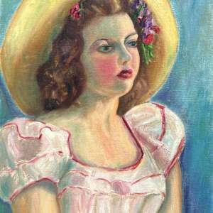 Girl with Straw Hat by M M