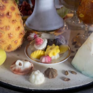 Wax Fruit and Dessert Dome by Mary J. Norris Sheppard 