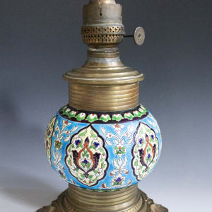 Kerosene Lamp by Longwy Faience, Bradley & Hubbard Manufacturing Company 