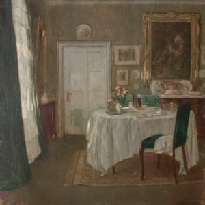 In the Breakfast Room by Carl Albrecht  Image: Before conservation.