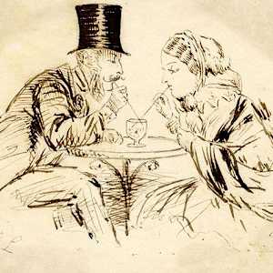 Couple Drinking by Pickford Robert Waller, John Leech