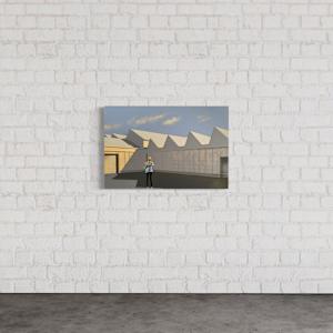 Industrial Wave Series: Time Check by Douglas H Caves Sr  Image: A woman checks her watch while standing in front an Industrial building.