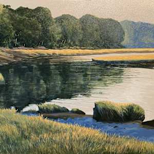 Mousam River in Morning by Douglas H Caves Sr