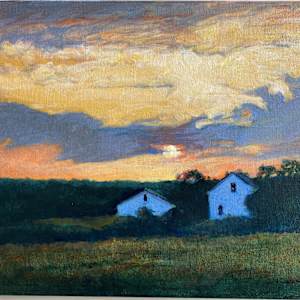 Study of Sunset Over Farmhouses by Douglas H Caves Sr