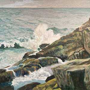 Waves Against Rocks, Version 01 by Douglas H Caves Sr