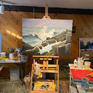 Waves Against Rocks, Version 02 by Douglas H Caves Sr 