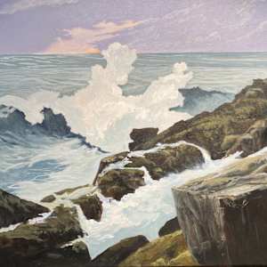Waves Against Rocks, Version 02 by Douglas H Caves Sr