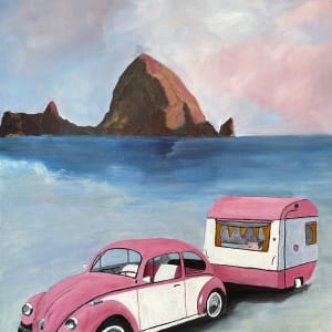 "Pink Trailer Camping" Giclee #7/10 by Carol M Ross