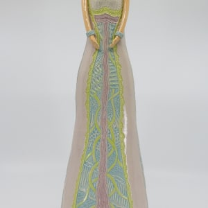 Pale Lavender Lady Sculptural Vase (Chartreuse base) by Sandy Miller  Image: Front