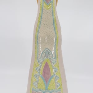 Pale Lavender Lady Sculptural Vase (Chartreuse base) by Sandy Miller  Image: Back