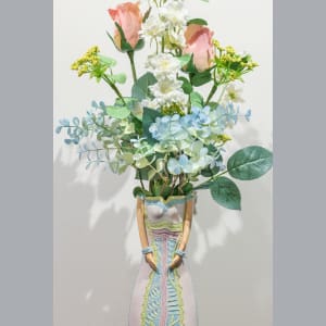 Pale Lavender Lady Sculptural Vase (Chartreuse base) by Sandy Miller 