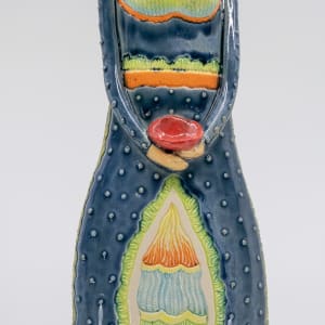 Blue Lady Sculptural Vase by Sandy Miller  Image: Front (top detail)