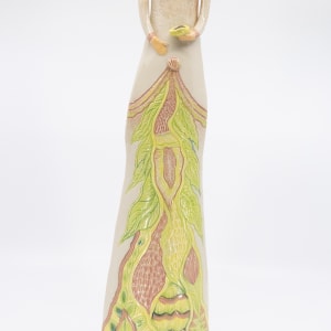 Off-White Lady, Sculptural Vase (Pink base) by Sandy Miller  Image: Front view
