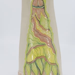 Off-White Lady, Sculptural Vase (Pink base) by Sandy Miller  Image: Back lower view
