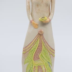 Off-White Lady, Sculptural Vase (Pink base) by Sandy Miller  Image: Front upper view