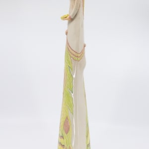 Off-White Lady, Sculptural Vase (Pink base) by Sandy Miller  Image: Left side view