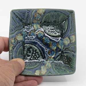 24091  3.75" Square Beveled Dish by Sandy Miller 