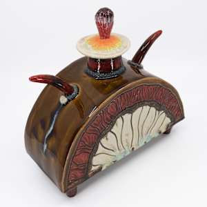 25008 Spanning Out (Lidded Vessel) by Sandy Miller  Image: BACK - Top ¾ View