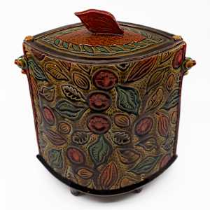25009 Diamond Sculptural Lidded Vessel by Sandy Miller  Image: BACK - Top view