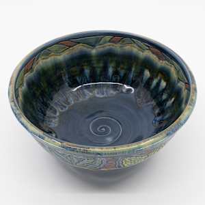 25033 - Blue Round Bowl by Sandy Miller 