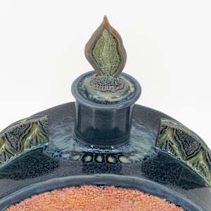 25038 - Sculptural Lidded Vessel by Sandy Miller  Image: BACK - NECK & LID 