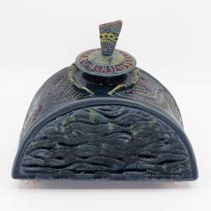 25040 - Waves & Swirls (Sculptural Lidded Vessel) by Sandy Miller 