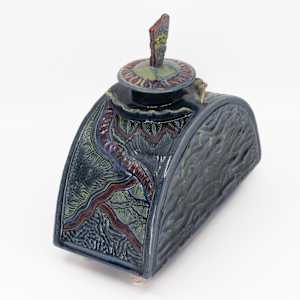 25040 - Waves & Swirls (Sculptural Lidded Vessel) by Sandy Miller 
