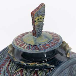 25040 - Waves & Swirls (Sculptural Lidded Vessel) by Sandy Miller 