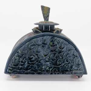 25040 - Waves & Swirls (Sculptural Lidded Vessel) by Sandy Miller 
