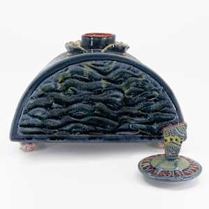 25040 - Waves & Swirls (Sculptural Lidded Vessel) by Sandy Miller 